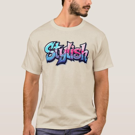 Stijlvolle Graffiti-tekst-kunst T-shirt (Voorkant)