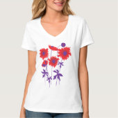 Stijlvolle grafische papaver rood en paars t-shirt (Voorkant)