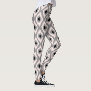 Stijlvolle grafische roze en zwarte Diamond Ikat-L Leggings