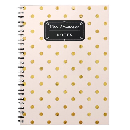 Stijlvolle grafische roze & goudpols op maat notitieboek (Voorkant)