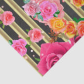 Stijlvolle grafische Rozen Gold Black Stripes ontk Tissuepapier (Detail)