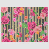 Stijlvolle grafische Rozen Gold Black Stripes ontk Tissuepapier (Voorkant)