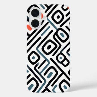 Stijlvolle grafische telefoonhoes met lijnenpatroo iPhone 16 hoesje