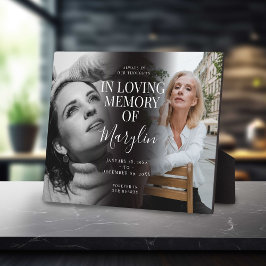 Stijlvolle grafmonument voor en na foto fotoplaat