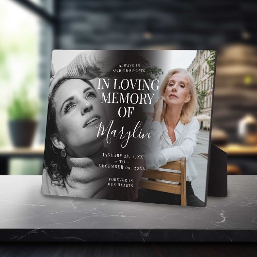 Stijlvolle grafzerk met voor- en na-foto fotoplaat