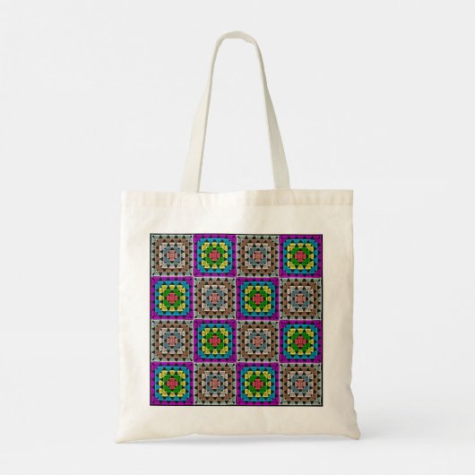 Stijlvolle Granny Square Pattern Cotton Canvas tas (Achterkant)