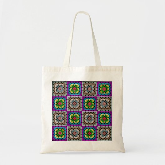 Stijlvolle Granny Square Pattern Cotton Canvas tas (Voorkant)