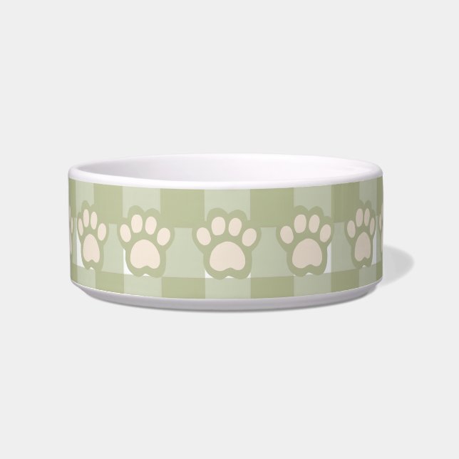 Stijlvolle Green Gingham pet bowl Voerbakje (Voorkant)
