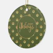 Stijlvolle Green & Gold Daisy Christmas Keramisch Ornament (Links)