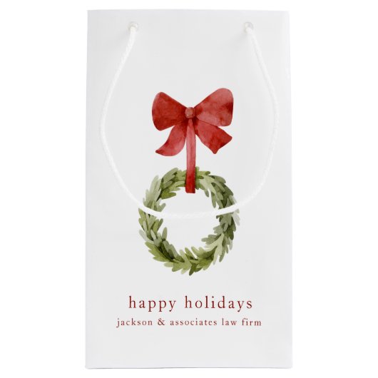 Stijlvolle Greenery Christmas Wreath Red Bow Klein Cadeauzakje (Achterkant)