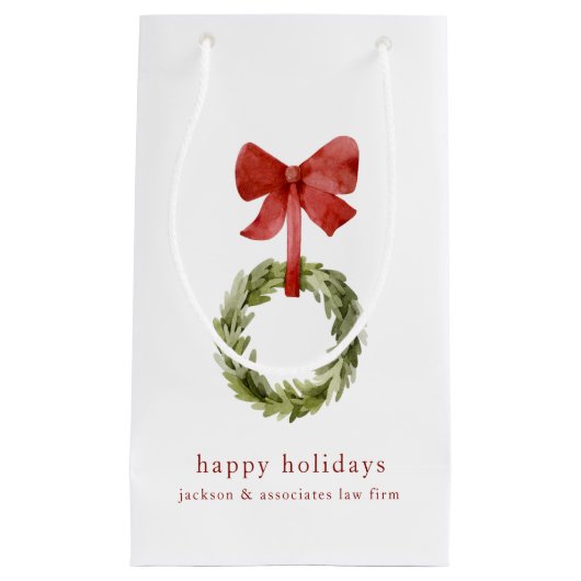 Stijlvolle Greenery Christmas Wreath Red Bow Klein Cadeauzakje (Voorkant)