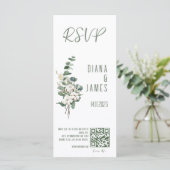 Stijlvolle Greenery Leaves Wedding RSVP QR code (Staand voorkant)