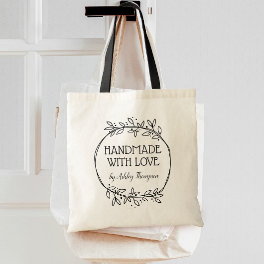 Stijlvolle Greenery Wreath Handmade with Love Tote Bag