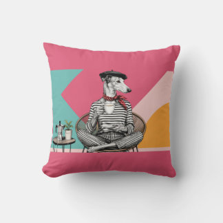 Stijlvolle Greyhound Coffee Pop Art Portret Kussen