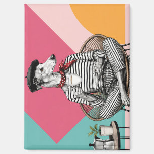 Stijlvolle Greyhound Coffee Pop Art Portret Magneet