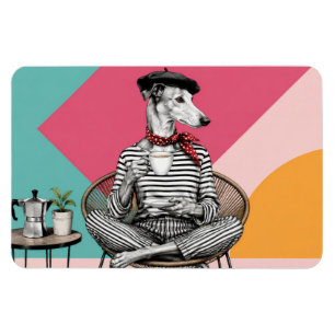 Stijlvolle Greyhound Coffee Pop Art Portret Magneet