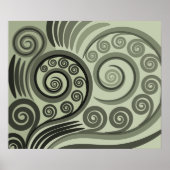 Stijlvolle grijs-groene Abstracte Fern Curls Poster (Voorkant)