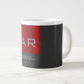 Stijlvolle Grijs Rood Trendy Monogram Naam toevoeg Grote Koffiekop (Voorkant rechts)