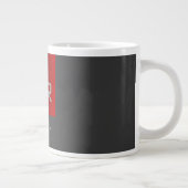 Stijlvolle Grijs Rood Trendy Monogram Naam toevoeg Grote Koffiekop (Rechts)