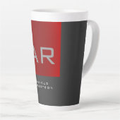 Stijlvolle Grijs Rood Trendy Monogram Naam toevoeg Latte Mok (Rechterhoek)
