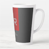 Stijlvolle Grijs Rood Trendy Monogram Naam toevoeg Latte Mok (Rechts)
