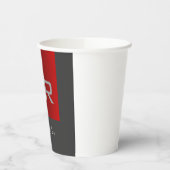 Stijlvolle Grijs Rood Trendy Monogram Naam toevoeg Papieren Bekers (Links)