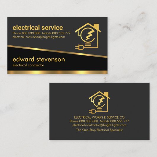 Stijlvolle grijstinten Letter-e Bulb Home Circuit Visitekaartje (Voorkant / Achterkant)