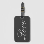 Stijlvolle grijze achtergrond liefde bruiloft bagagelabel (Voorkant (verticaal))