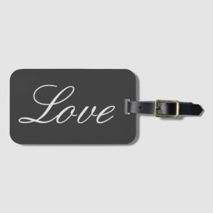 Stijlvolle grijze achtergrond liefde bruiloft bagagelabel