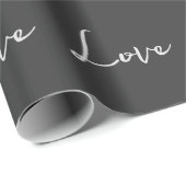 Stijlvolle grijze achtergrond liefde bruiloft cadeaupapier (Rol Hoek)
