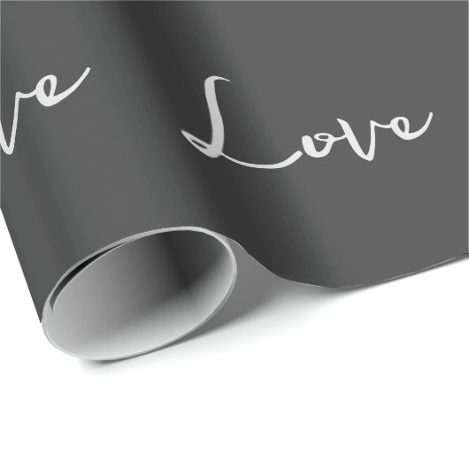 Stijlvolle grijze achtergrond liefde bruiloft cadeaupapier (Rol Hoek)