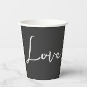 Stijlvolle grijze achtergrond liefde bruiloft papieren bekers (Voorkant)