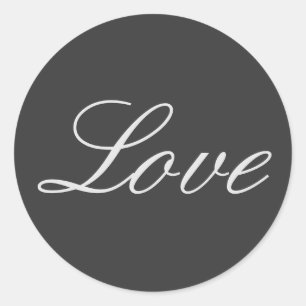 Stijlvolle grijze achtergrond liefde bruiloft ronde sticker