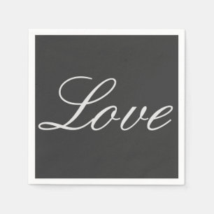 Stijlvolle grijze achtergrond liefde bruiloft servet