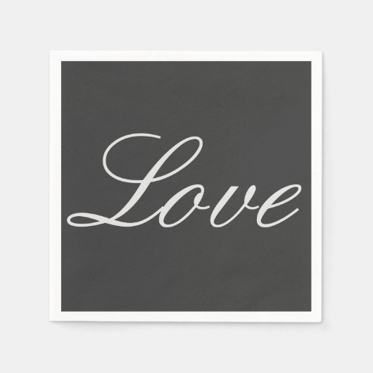 Stijlvolle grijze achtergrond liefde bruiloft servet (Voorkant)