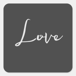 Stijlvolle grijze achtergrond liefde bruiloft vierkante sticker