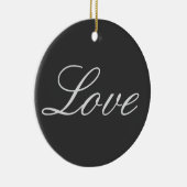 Stijlvolle grijze achtergrond Liefde Huwelijk Keramisch Ornament (Rechts)