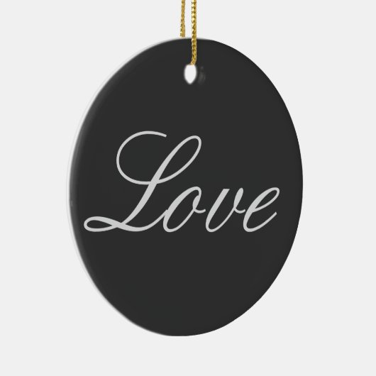 Stijlvolle grijze achtergrond Liefde Huwelijk Keramisch Ornament (Rechts)