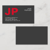 Stijlvolle grijze achtergrond Red Monogram Profess Visitekaartje (Voorkant / Achterkant)