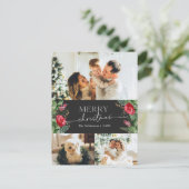 Stijlvolle Grijze Botanische Vrolijke Kerstvakanti Briefkaart (Staand voorkant)