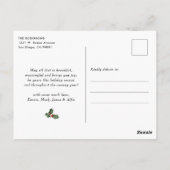 Stijlvolle Grijze Botanische Vrolijke Kerstvakanti Briefkaart (Achterkant)