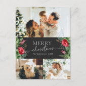 Stijlvolle Grijze Botanische Vrolijke Kerstvakanti Briefkaart (Voorkant)