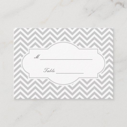 Stijlvolle grijze Chevron Stripes Wedding Place Ca Plaatskaartje (Voorkant)