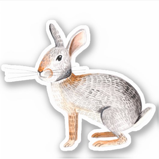 Stijlvolle grijze en bruine Sticker van konijnen (Voorkant)