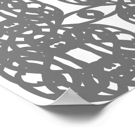 Stijlvolle grijze en witte Abstracte geometrische  Poster (Hoek)