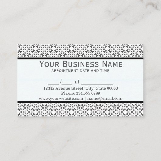 Stijlvolle grijze en witte geometrische benoeming afsprakenkaartje (Achterkant)