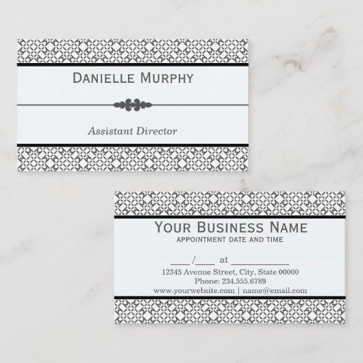 Stijlvolle grijze en witte geometrische benoeming afsprakenkaartje (Voorkant / Achterkant)