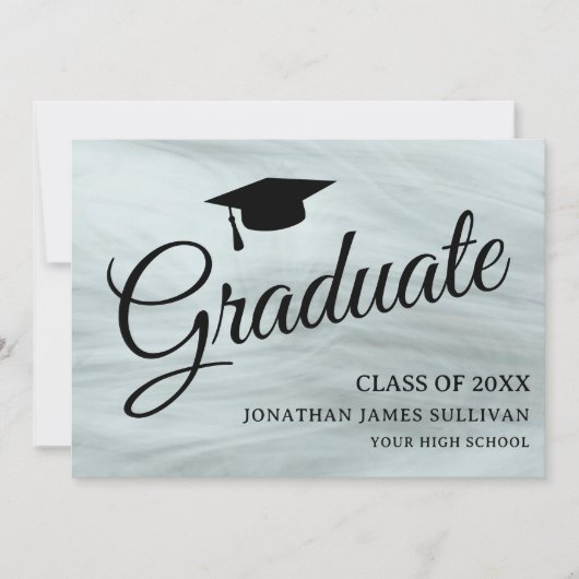 Stijlvolle Grijze Foto Afstuderen Aankondiging (Voorkant)