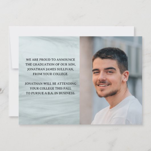 Stijlvolle Grijze Foto Afstuderen Aankondiging (Achterkant)