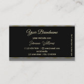 Stijlvolle Grijze Grenzen op Zwart Professioneel M Visitekaartje (Achterkant)